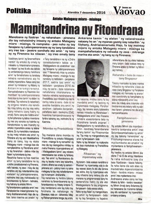 Antoko MMM "Mampitandrina ny Fitondrana"
